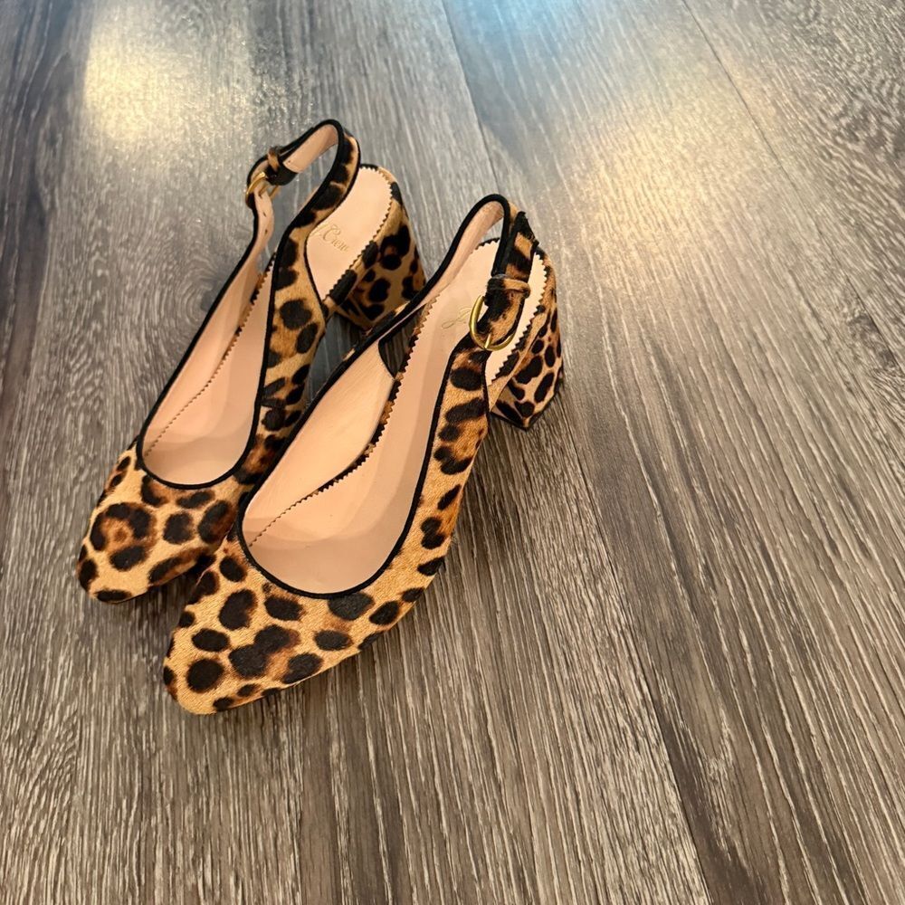J. Crew Women's Slingback Pumps in Leopard Calf Hair - Picture 6 of 8